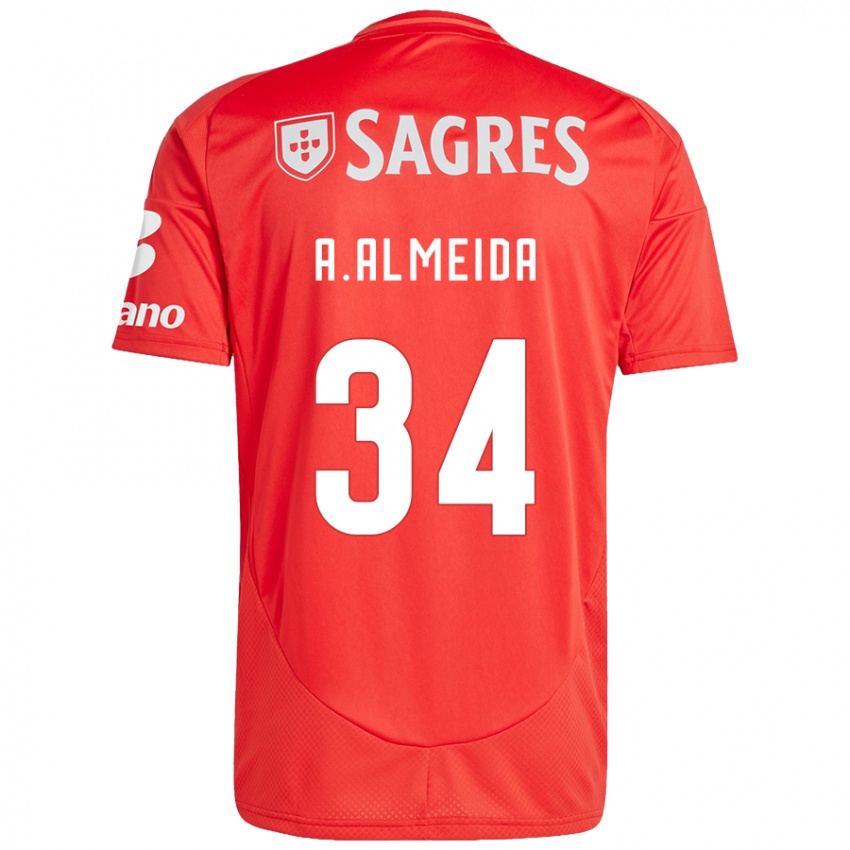 Niño Camiseta Andre Almeida #34 Rojo Blanco 1ª Equipación 2024/25 La Camisa México