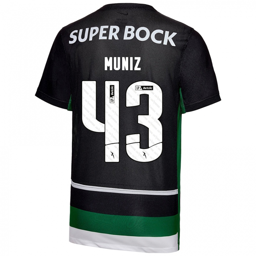 Niño Camiseta João Muniz #43 Negro Blanco Verde 1ª Equipación 2024/25 La Camisa México