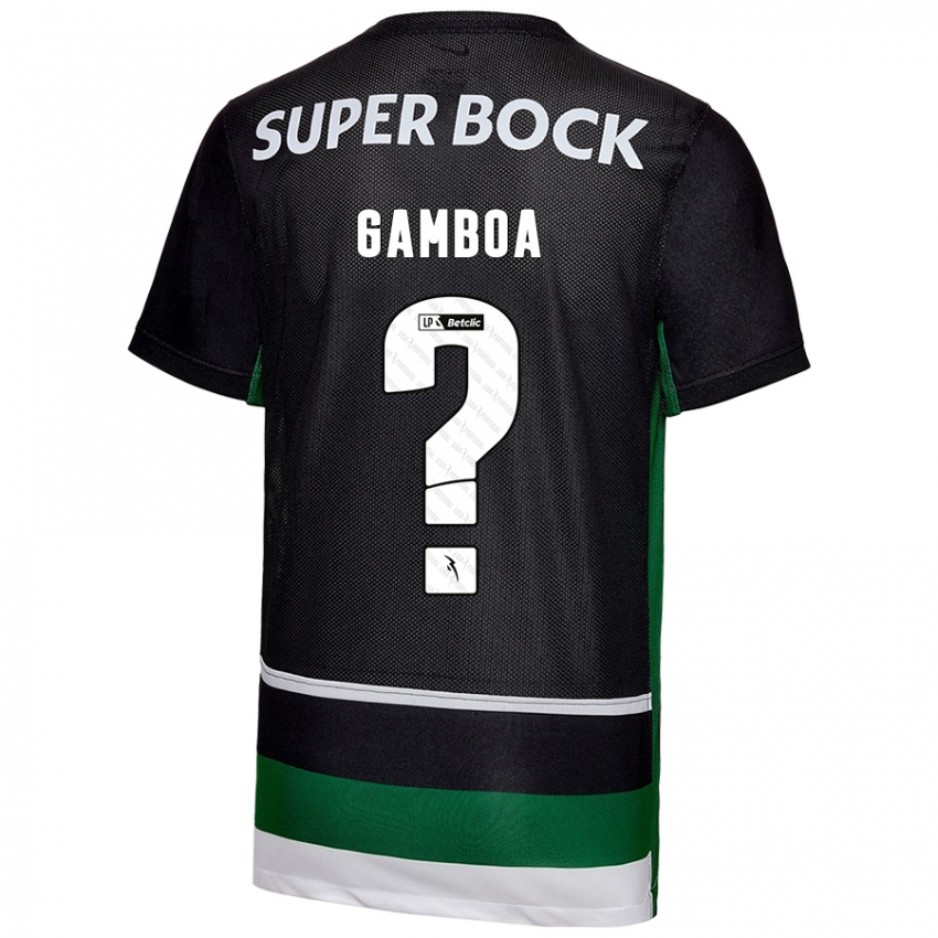 Niño Camiseta Sandro Gamboa #0 Negro Blanco Verde 1ª Equipación 2024/25 La Camisa México