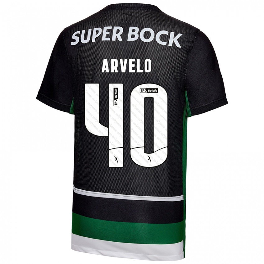 Niño Camiseta Adam Arvelo #40 Negro Blanco Verde 1ª Equipación 2024/25 La Camisa México