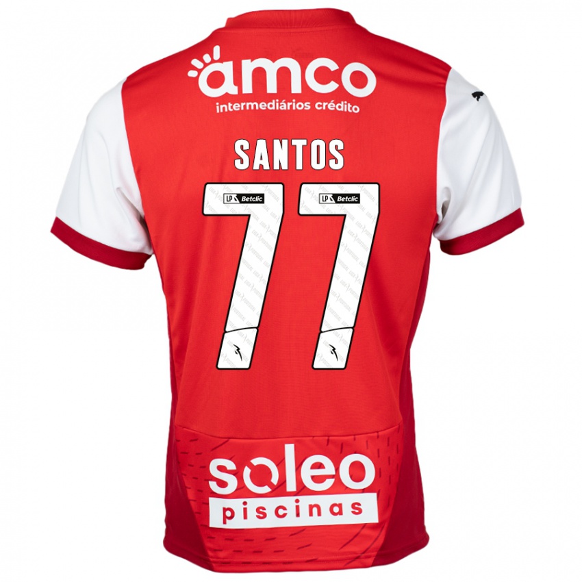 Niño Camiseta Edu Santos #77 Rojo Blanco 1ª Equipación 2024/25 La Camisa México