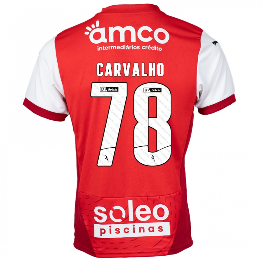 Niño Camiseta João Carvalho #78 Rojo Blanco 1ª Equipación 2024/25 La Camisa México