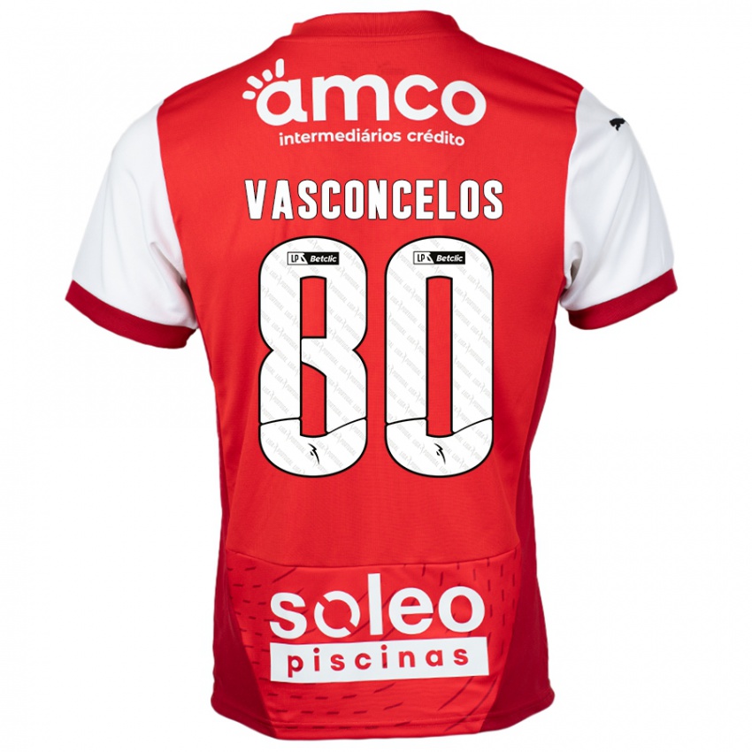 Niño Camiseta Vasconcelos #80 Rojo Blanco 1ª Equipación 2024/25 La Camisa México