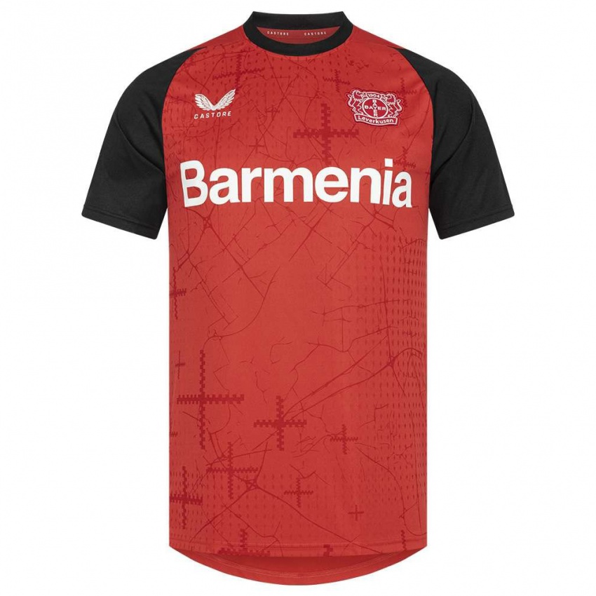 Niño Camiseta Adrien Loulouga Mbome #4 Rojo Negro 1ª Equipación 2024/25 La Camisa México