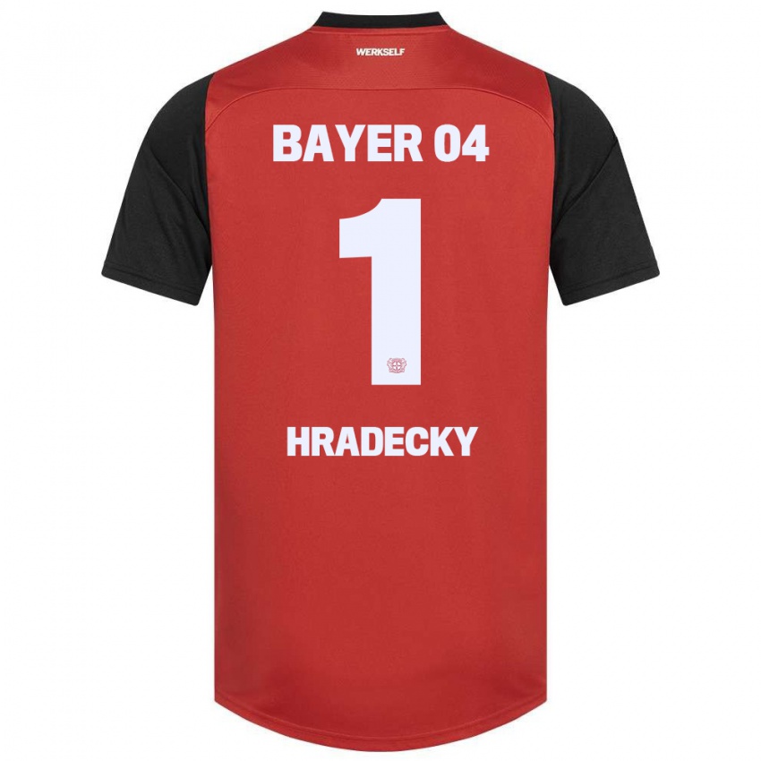 Niño Camiseta Lukas Hradecky #1 Rojo Negro 1ª Equipación 2024/25 La Camisa México