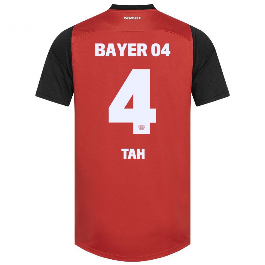 Niño Camiseta Jonathan Tah #4 Rojo Negro 1ª Equipación 2024/25 La Camisa México