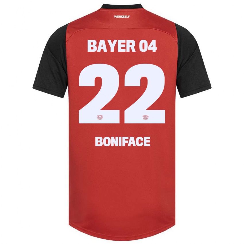 Niño Camiseta Victor Boniface #22 Rojo Negro 1ª Equipación 2024/25 La Camisa México