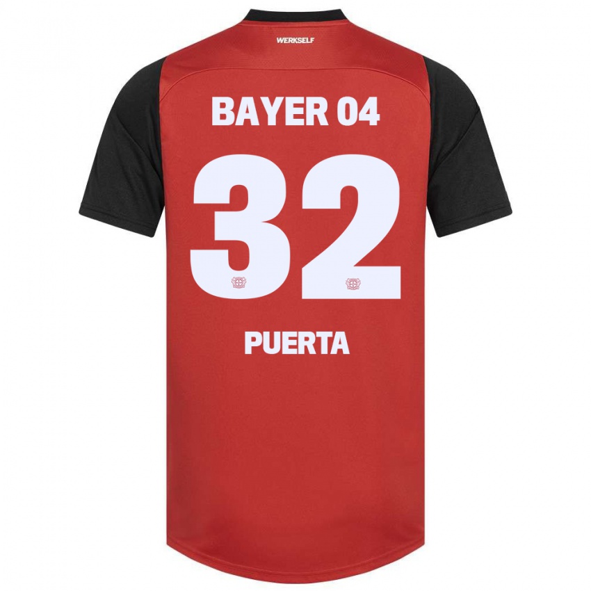 Niño Camiseta Gustavo Puerta #32 Rojo Negro 1ª Equipación 2024/25 La Camisa México