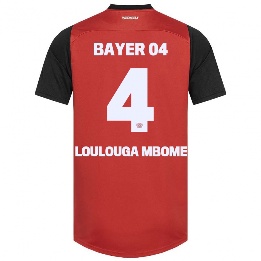 Niño Camiseta Adrien Loulouga Mbome #4 Rojo Negro 1ª Equipación 2024/25 La Camisa México