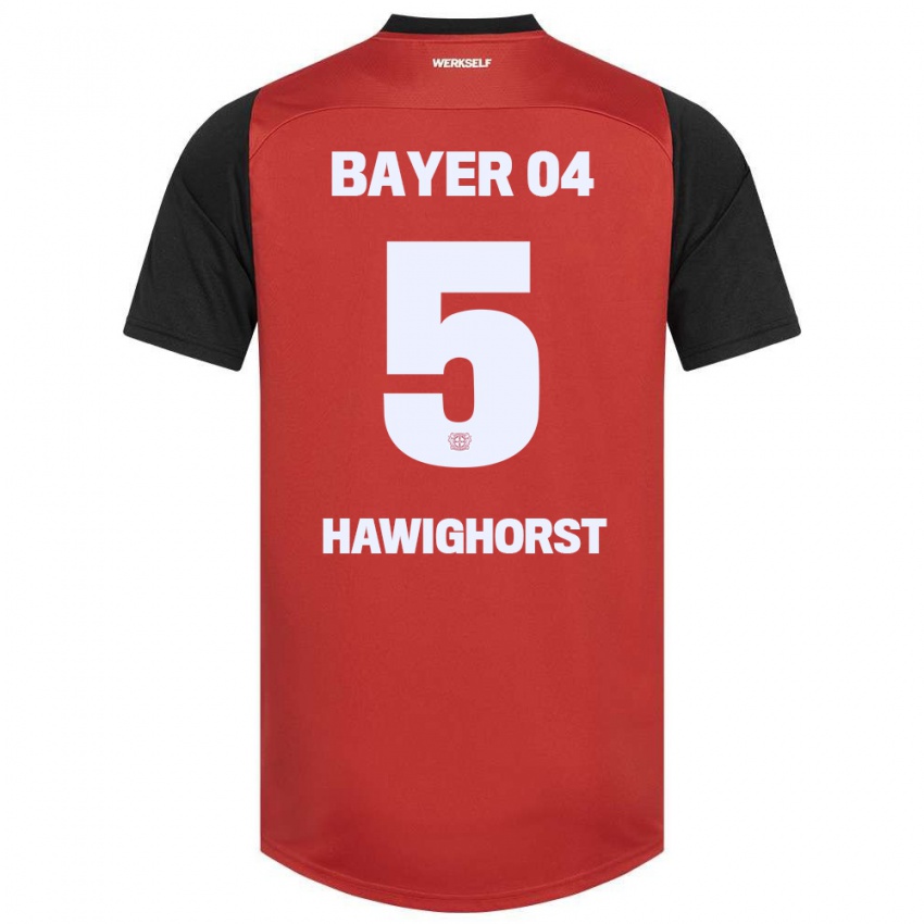 Niño Camiseta Ben Hawighorst #5 Rojo Negro 1ª Equipación 2024/25 La Camisa México