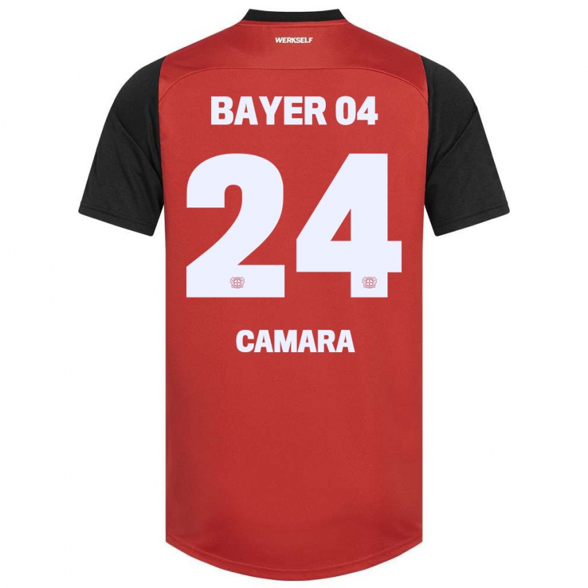 Niño Camiseta Nourdine Camara #24 Rojo Negro 1ª Equipación 2024/25 La Camisa México