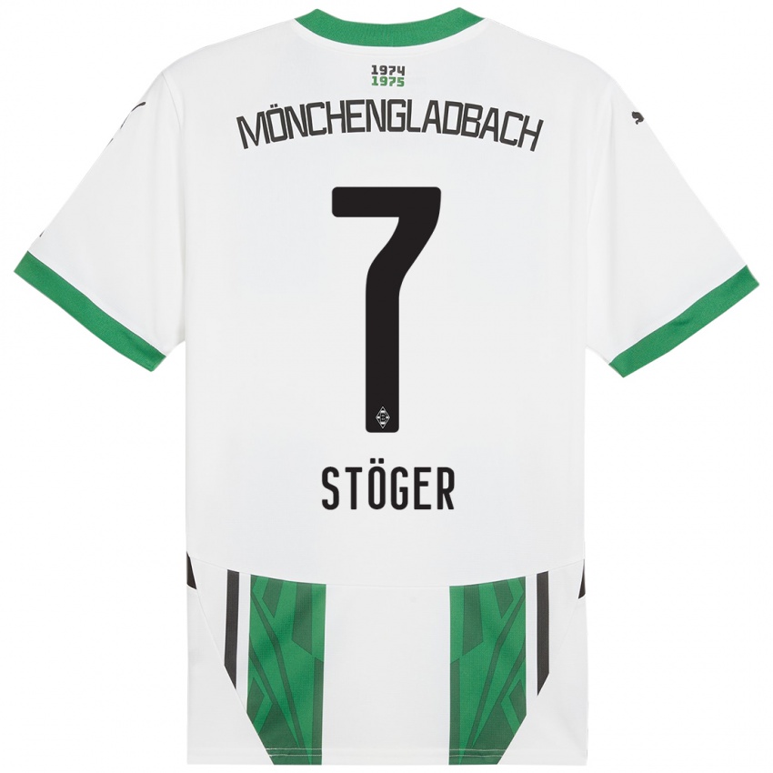 Niño Camiseta Kevin Stöger #7 Blanco Verde 1ª Equipación 2024/25 La Camisa México