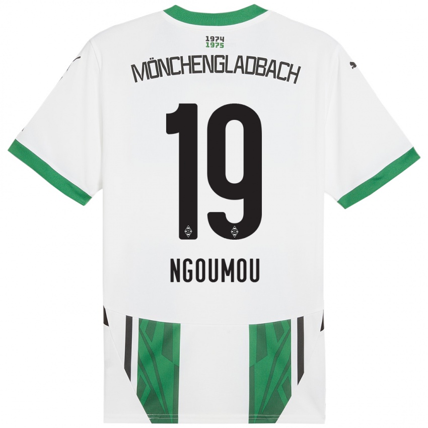 Niño Camiseta Nathan Ngoumou #19 Blanco Verde 1ª Equipación 2024/25 La Camisa México