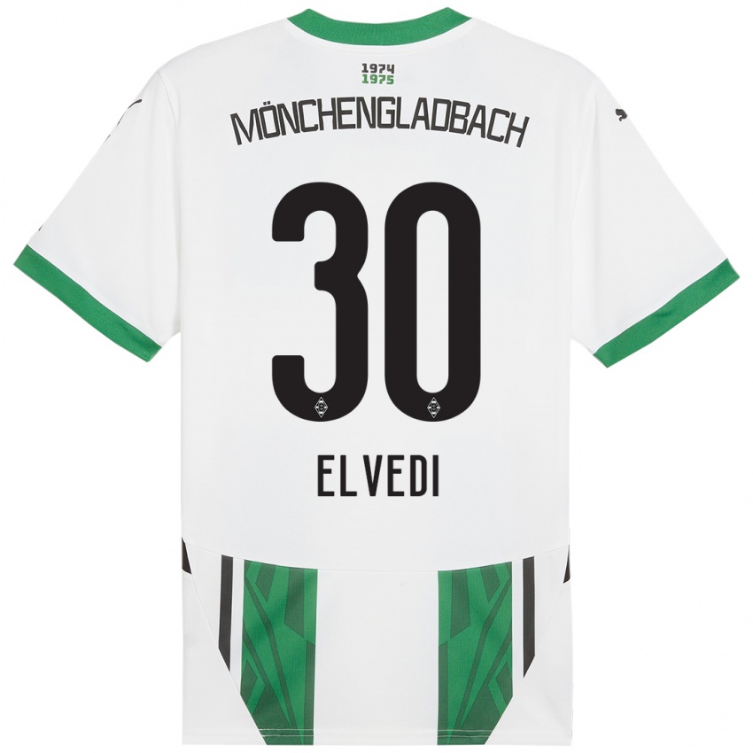 Niño Camiseta Nico Elvedi #30 Blanco Verde 1ª Equipación 2024/25 La Camisa México