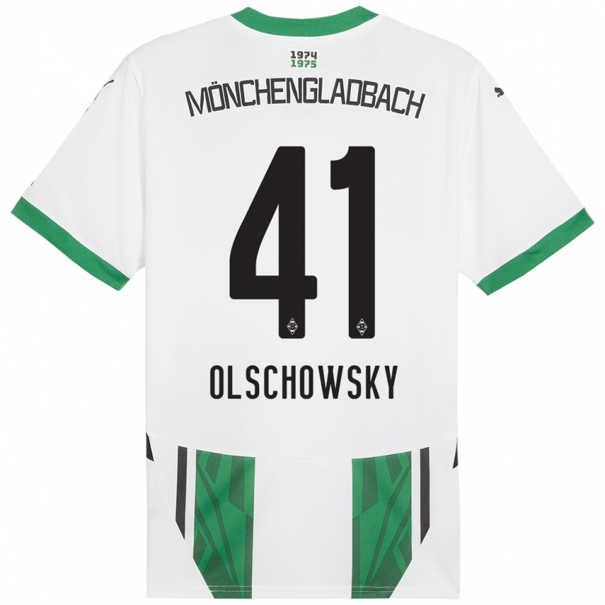 Niño Camiseta Jan Olschowsky #41 Blanco Verde 1ª Equipación 2024/25 La Camisa México