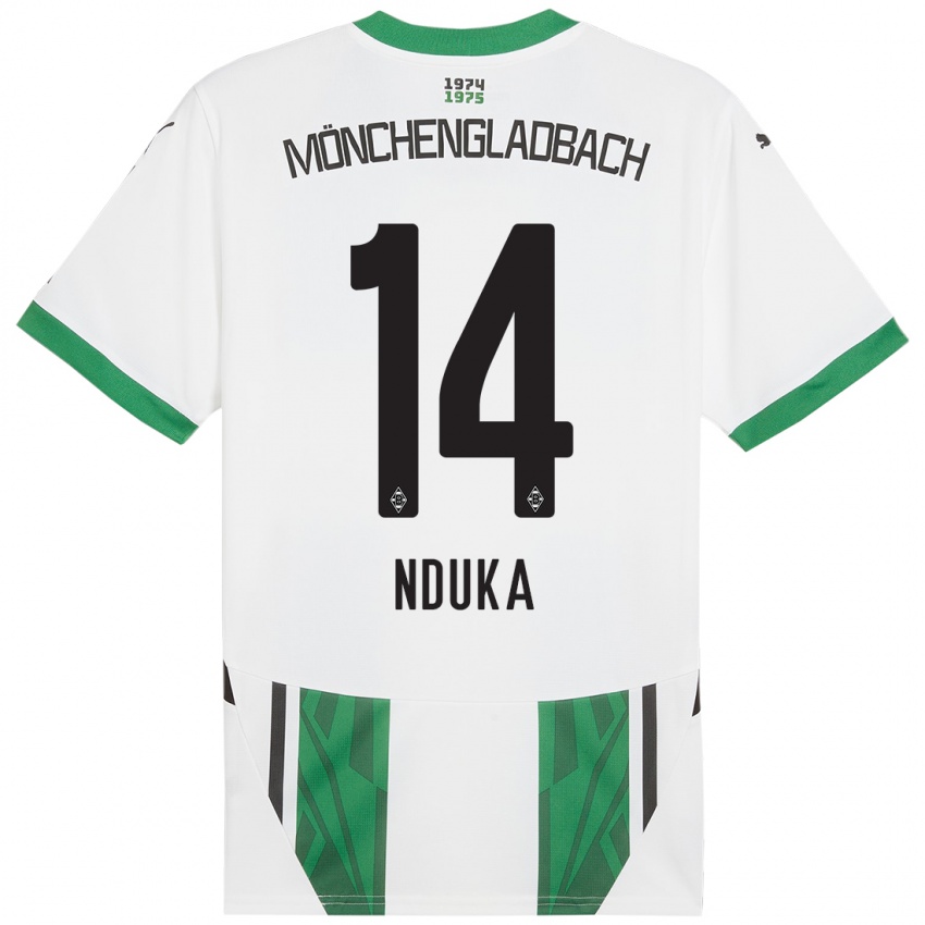 Niño Camiseta Michael Nduka #14 Blanco Verde 1ª Equipación 2024/25 La Camisa México