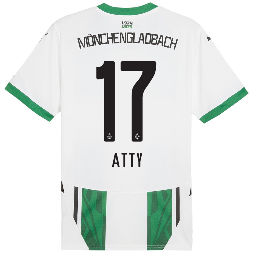 Niño Camiseta Yassir Atty #17 Blanco Verde 1ª Equipación 2024/25 La Camisa México