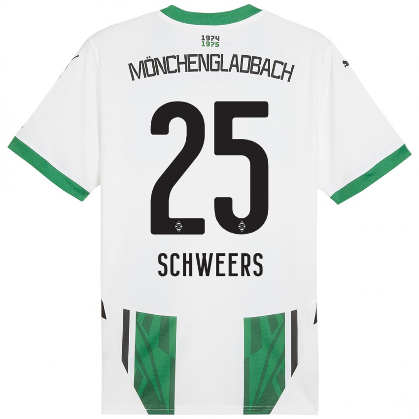 Niño Camiseta Lion Schweers #25 Blanco Verde 1ª Equipación 2024/25 La Camisa México