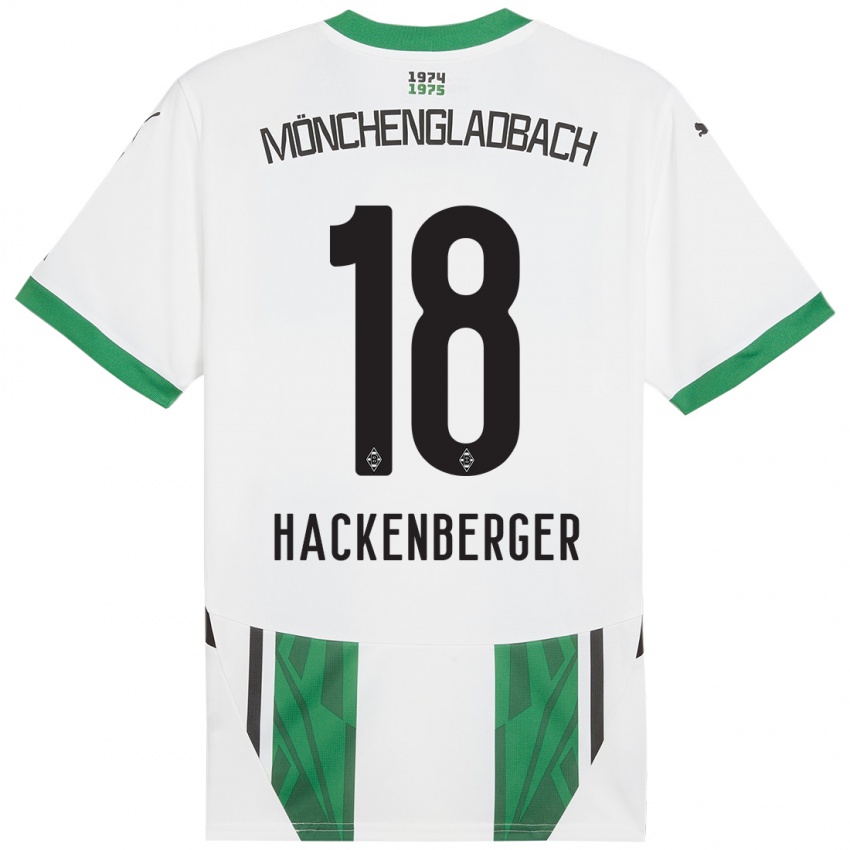 Niño Camiseta Jessica Hackenberger #18 Blanco Verde 1ª Equipación 2024/25 La Camisa México