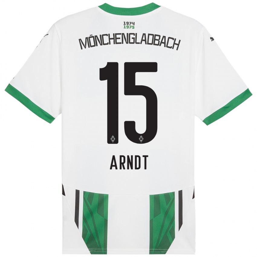 Niño Camiseta Leo Arndt #15 Blanco Verde 1ª Equipación 2024/25 La Camisa México