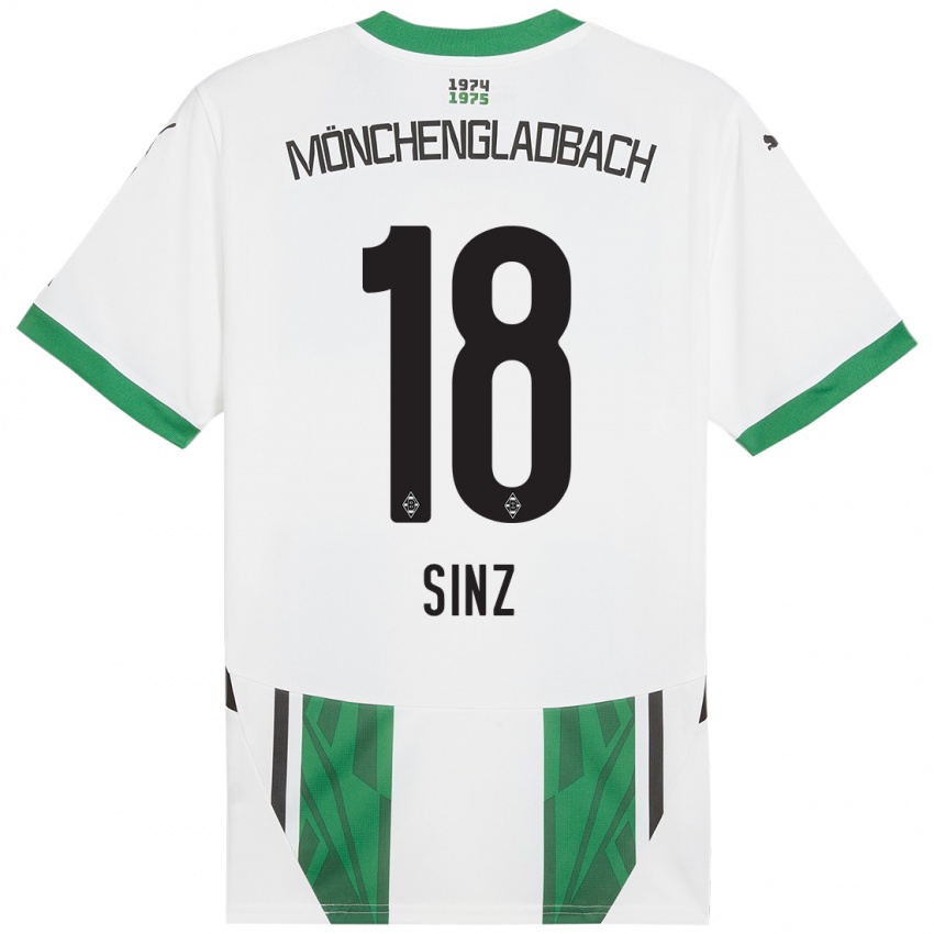 Niño Camiseta Michelle Sinz #18 Blanco Verde 1ª Equipación 2024/25 La Camisa México