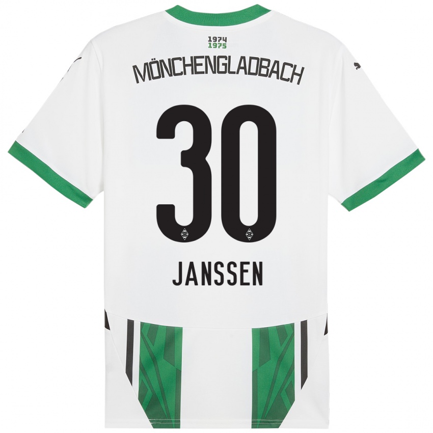 Niño Camiseta Annalena Janssen #30 Blanco Verde 1ª Equipación 2024/25 La Camisa México