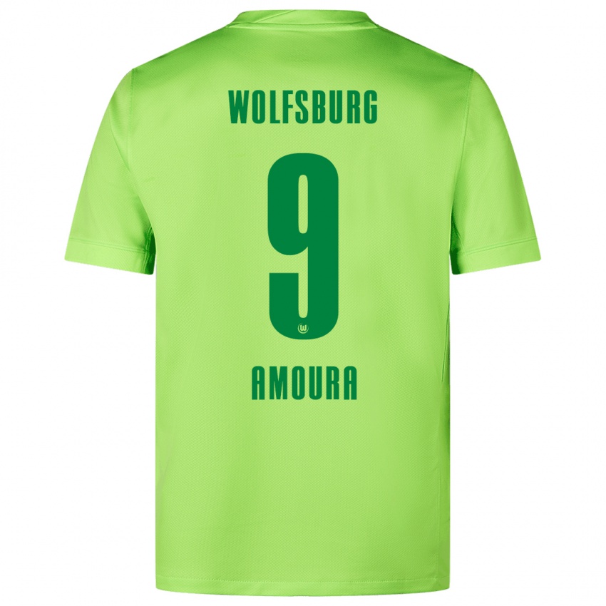 Niño Camiseta Mohamed Amoura #9 Verde Fluorescente 1ª Equipación 2024/25 La Camisa México