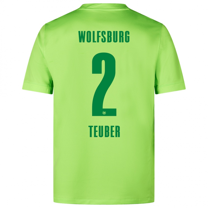 Niño Camiseta Julius Teuber #2 Verde Fluorescente 1ª Equipación 2024/25 La Camisa México