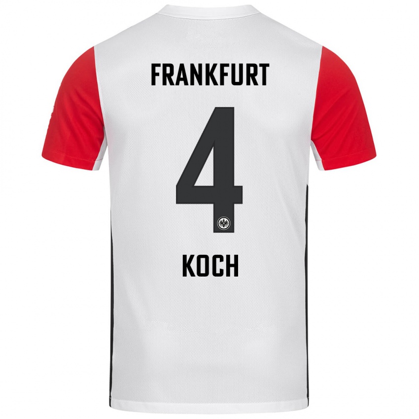 Niño Camiseta Robin Koch #4 Blanco Rojo 1ª Equipación 2024/25 La Camisa México