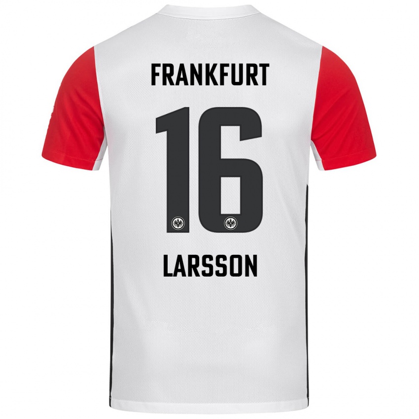 Niño Camiseta Hugo Larsson #16 Blanco Rojo 1ª Equipación 2024/25 La Camisa México