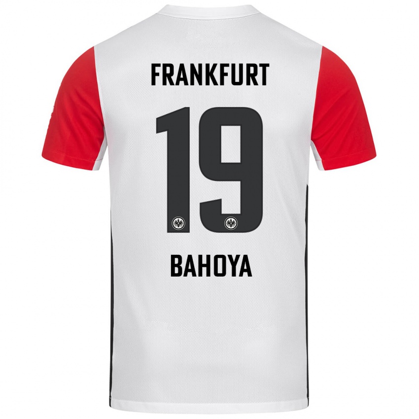 Niño Camiseta Jean-Mattéo Bahoya #19 Blanco Rojo 1ª Equipación 2024/25 La Camisa México