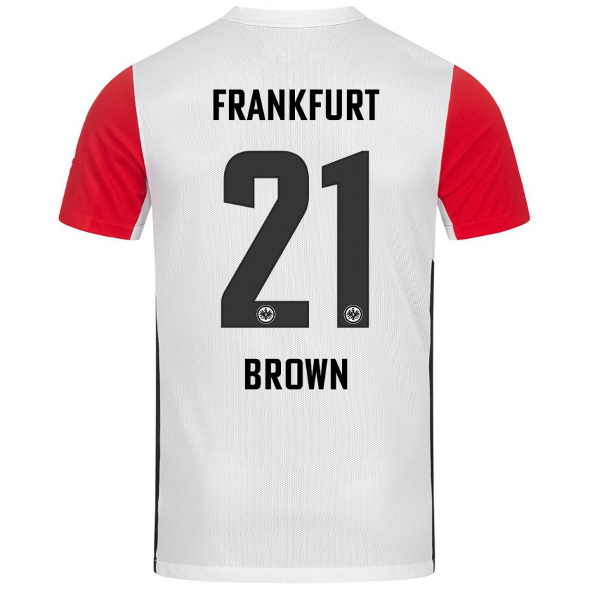 Niño Camiseta Nathaniel Brown #21 Blanco Rojo 1ª Equipación 2024/25 La Camisa México