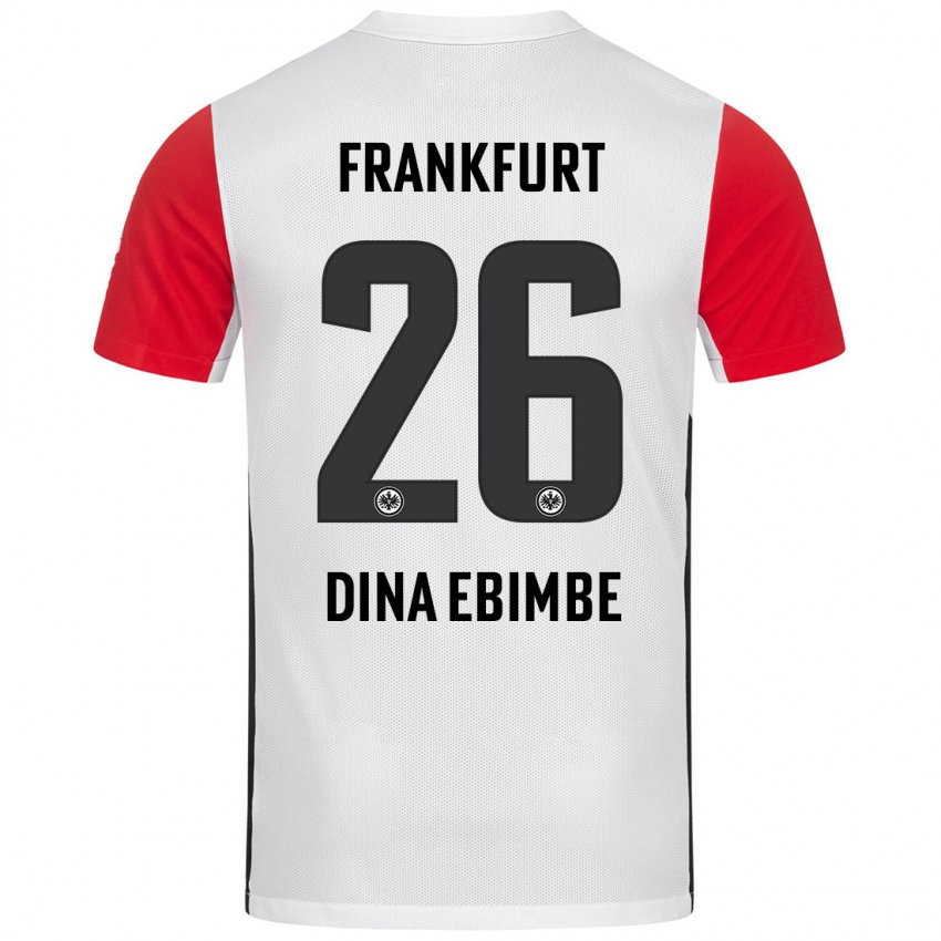 Niño Camiseta Junior Dina Ebimbe #26 Blanco Rojo 1ª Equipación 2024/25 La Camisa México