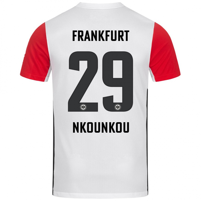 Niño Camiseta Niels Nkounkou #29 Blanco Rojo 1ª Equipación 2024/25 La Camisa México