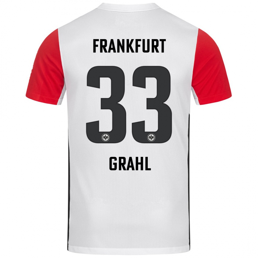 Niño Camiseta Jens Grahl #33 Blanco Rojo 1ª Equipación 2024/25 La Camisa México