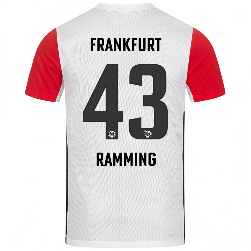 Niño Camiseta Nils Ramming #43 Blanco Rojo 1ª Equipación 2024/25 La Camisa México