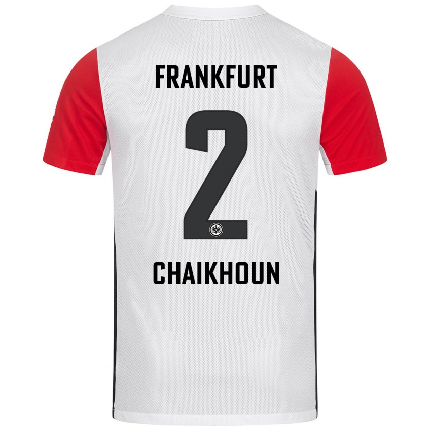 Niño Camiseta Ayoub Chaikhoun #2 Blanco Rojo 1ª Equipación 2024/25 La Camisa México