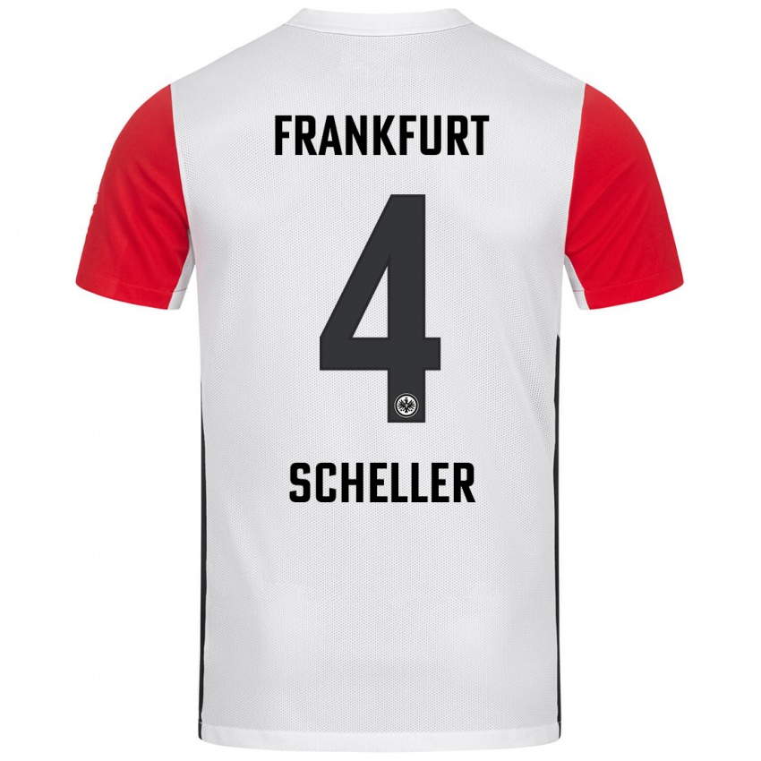 Niño Camiseta Niklas Scheller #4 Blanco Rojo 1ª Equipación 2024/25 La Camisa México