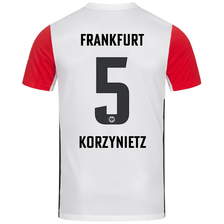 Niño Camiseta Jaden Korzynietz #5 Blanco Rojo 1ª Equipación 2024/25 La Camisa México