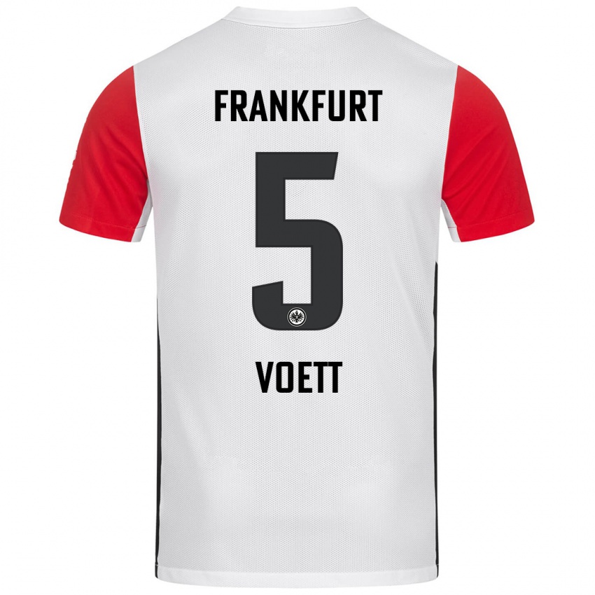 Niño Camiseta Johannes Voett #5 Blanco Rojo 1ª Equipación 2024/25 La Camisa México