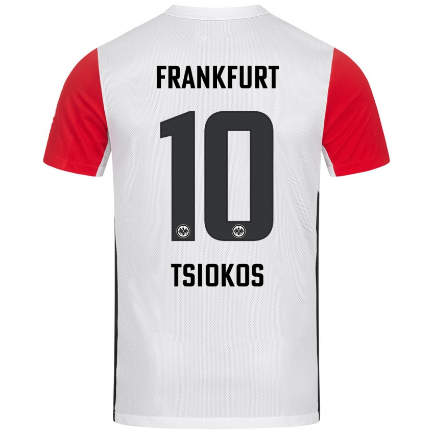 Niño Camiseta Leonidas Ilias Tsiokos #10 Blanco Rojo 1ª Equipación 2024/25 La Camisa México