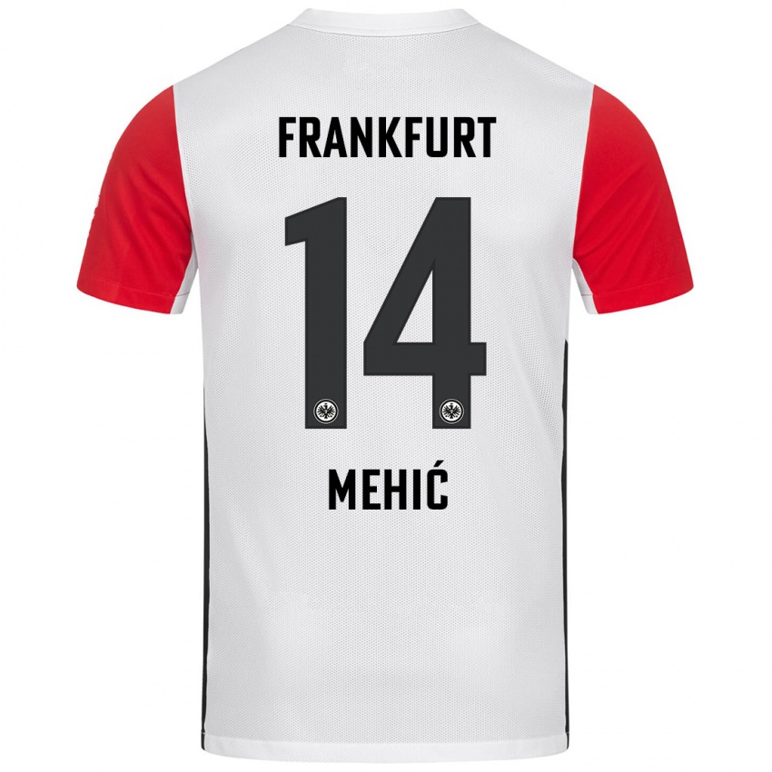 Niño Camiseta Liam Mehić #14 Blanco Rojo 1ª Equipación 2024/25 La Camisa México