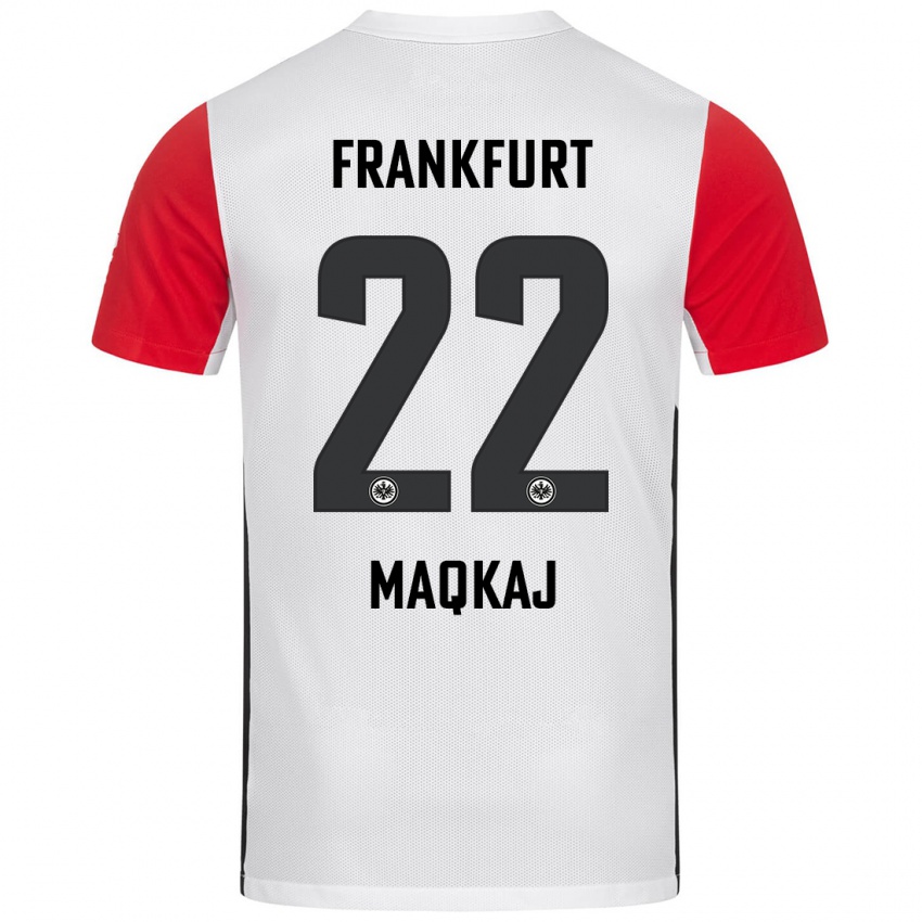 Niño Camiseta Dritan Maqkaj #22 Blanco Rojo 1ª Equipación 2024/25 La Camisa México