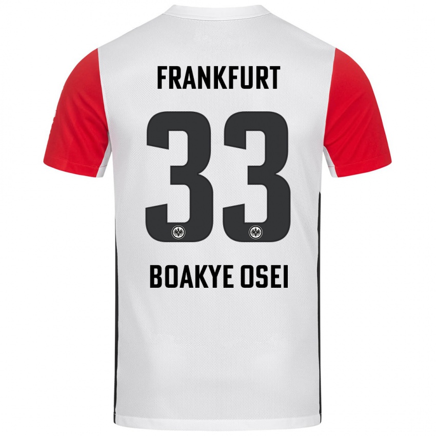 Niño Camiseta Derek Boakye-Osei #33 Blanco Rojo 1ª Equipación 2024/25 La Camisa México