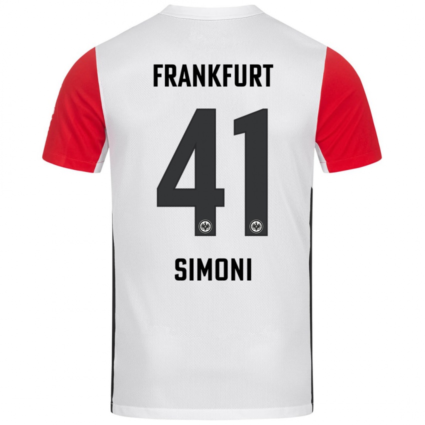 Niño Camiseta Simon Simoni #41 Blanco Rojo 1ª Equipación 2024/25 La Camisa México