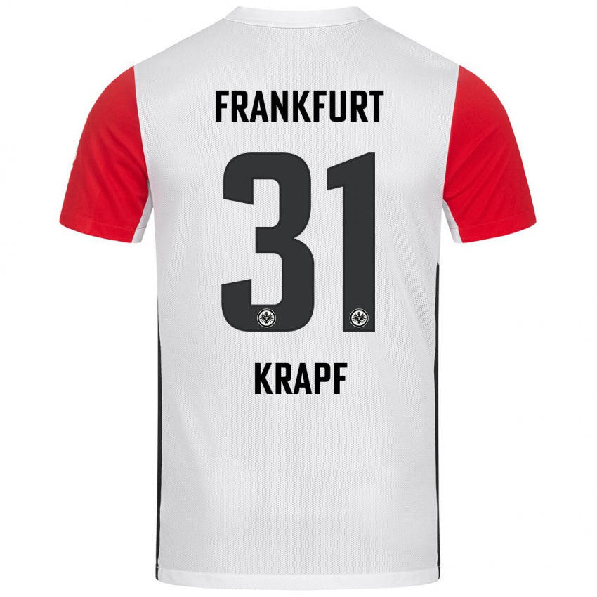 Niño Camiseta Maximilian Krapf #31 Blanco Rojo 1ª Equipación 2024/25 La Camisa México