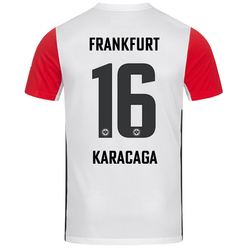 Niño Camiseta Tom Karacaga #16 Blanco Rojo 1ª Equipación 2024/25 La Camisa México