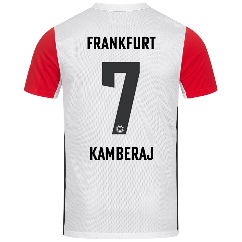 Niño Camiseta Donart Kamberaj #7 Blanco Rojo 1ª Equipación 2024/25 La Camisa México