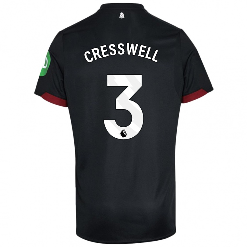 Niño Camiseta Aaron Cresswell #3 Negro Blanco 2ª Equipación 2024/25 La Camisa México