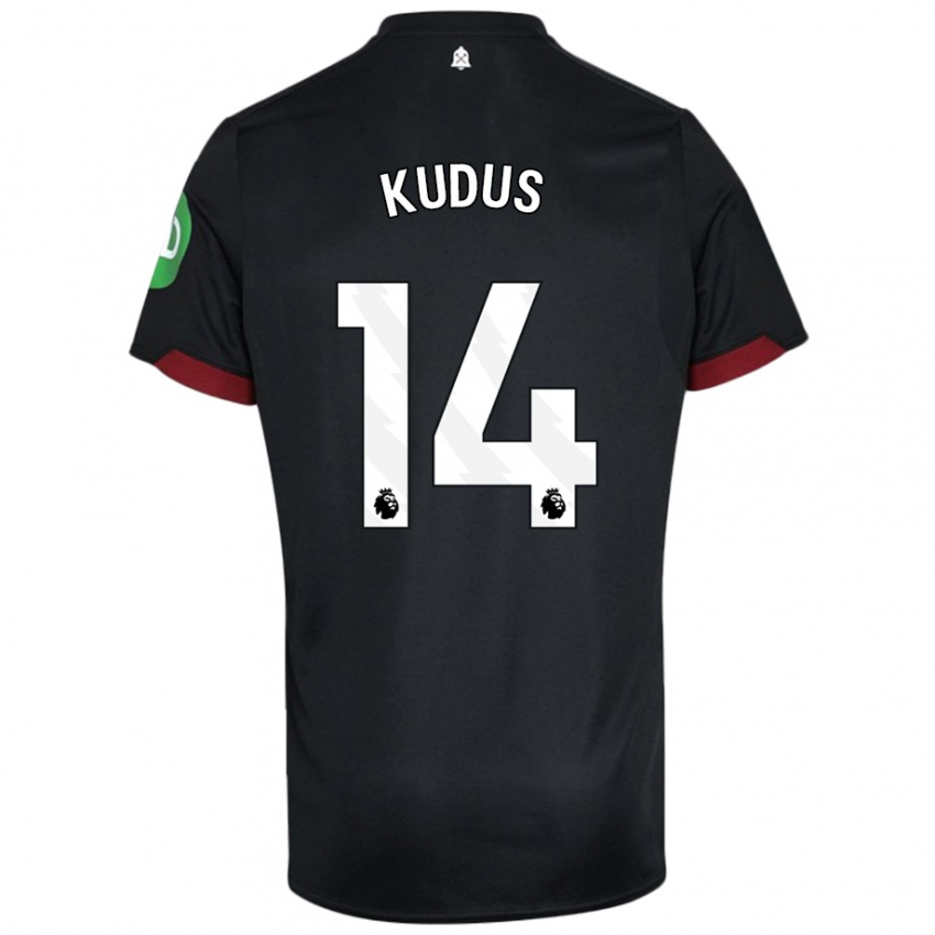 Niño Camiseta Mohammed Kudus #14 Negro Blanco 2ª Equipación 2024/25 La Camisa México